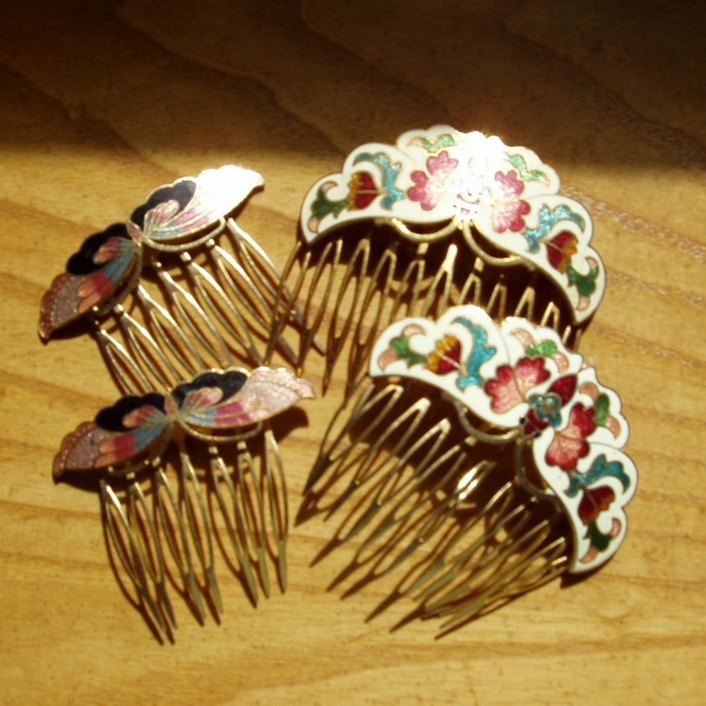 Vintage Cloisonne Comb Sets